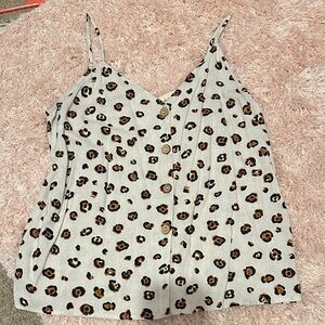 Leopard Print Button-Down Cami Top
